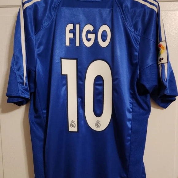 Figo#10 Men’s Real Madrid Portugal Rare Home Jersey Adidas Authentic MEDIUM